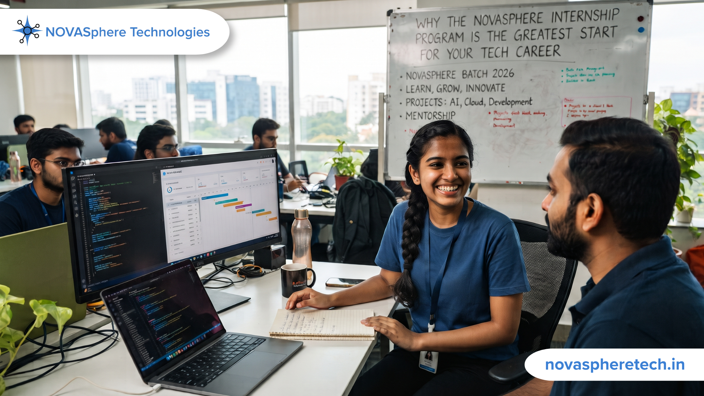 Students gaining hands-on tech experience through the NovaSphere Technologies LLP internship program.